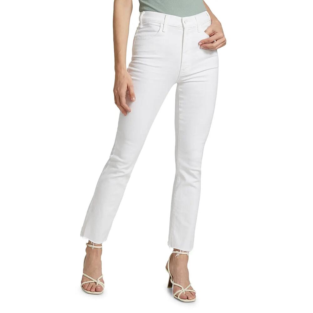 MOTHER The Hustler Ankle Fray Jeans in Glass Slipper White Cropped Denim - Picture 11 of 11